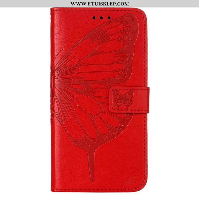 Etui Folio do iPhone 14 Pro Max z Łańcuch Barokowy Motyl Z Paskami